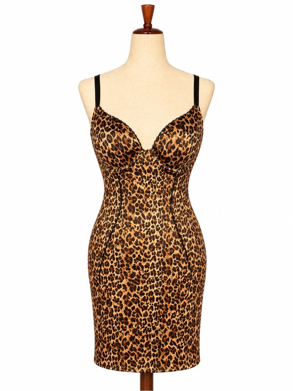 Leopard print shapewear dress. Adjustable straps, tummy control, padded bra 38 C